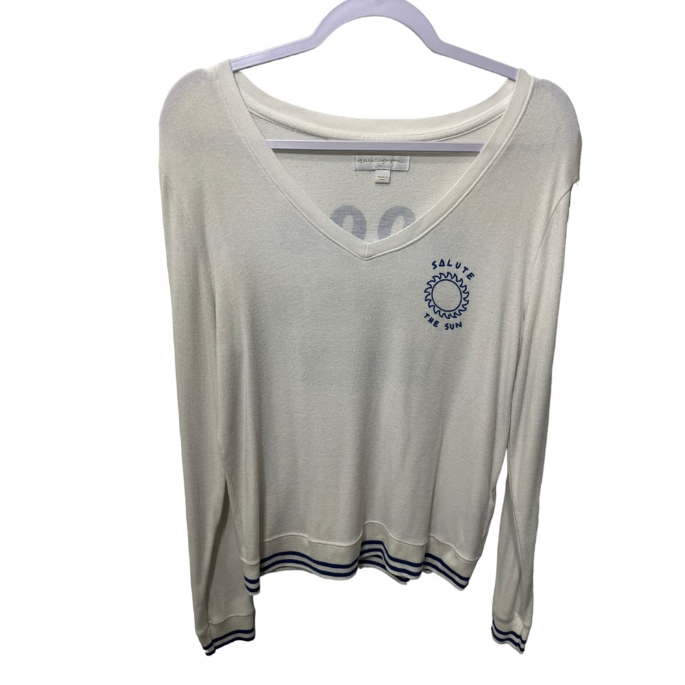 SPIRITUAL GANGSTER SALUTE THE SUN GOOD VIBES ONLY WHITE & BLUE STRETCHY TEE